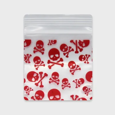 Resealable Plastic Bags 51×51 mm with Red Skull Patterns