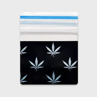 Resealable Plastic Bags 32×32 mm Black with Happy Herb Patterns