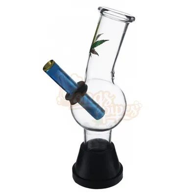 Small Glass Bonza Bubble Coloured Leaf 19cm