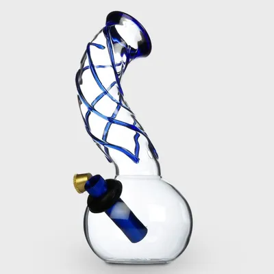 AGUNG Small Blue Swirl Bonza Bubble Bong 20cm