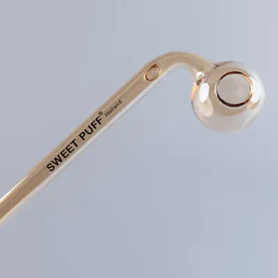 Curved Sweet Puff Glass Pipe 14cm Gold Balancer