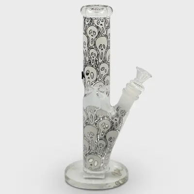Glow in the Dark Scream Design Straight Glass Bong 25cm