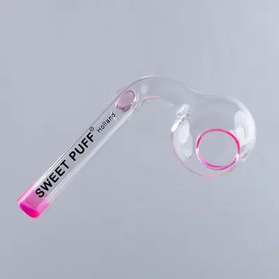 Sweet Puff Glass Pipe 8cm Pink Rim and Balancer Pack X12
