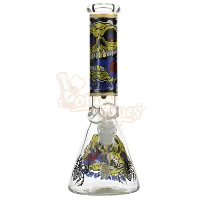 Skulls Glass Beaker Bong 25cm