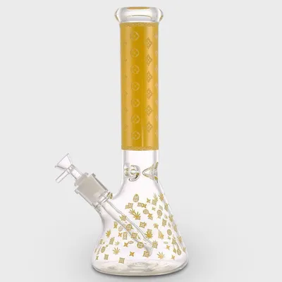 Glow in the Dark Gucci Design Beaker Glass Bong 26cm