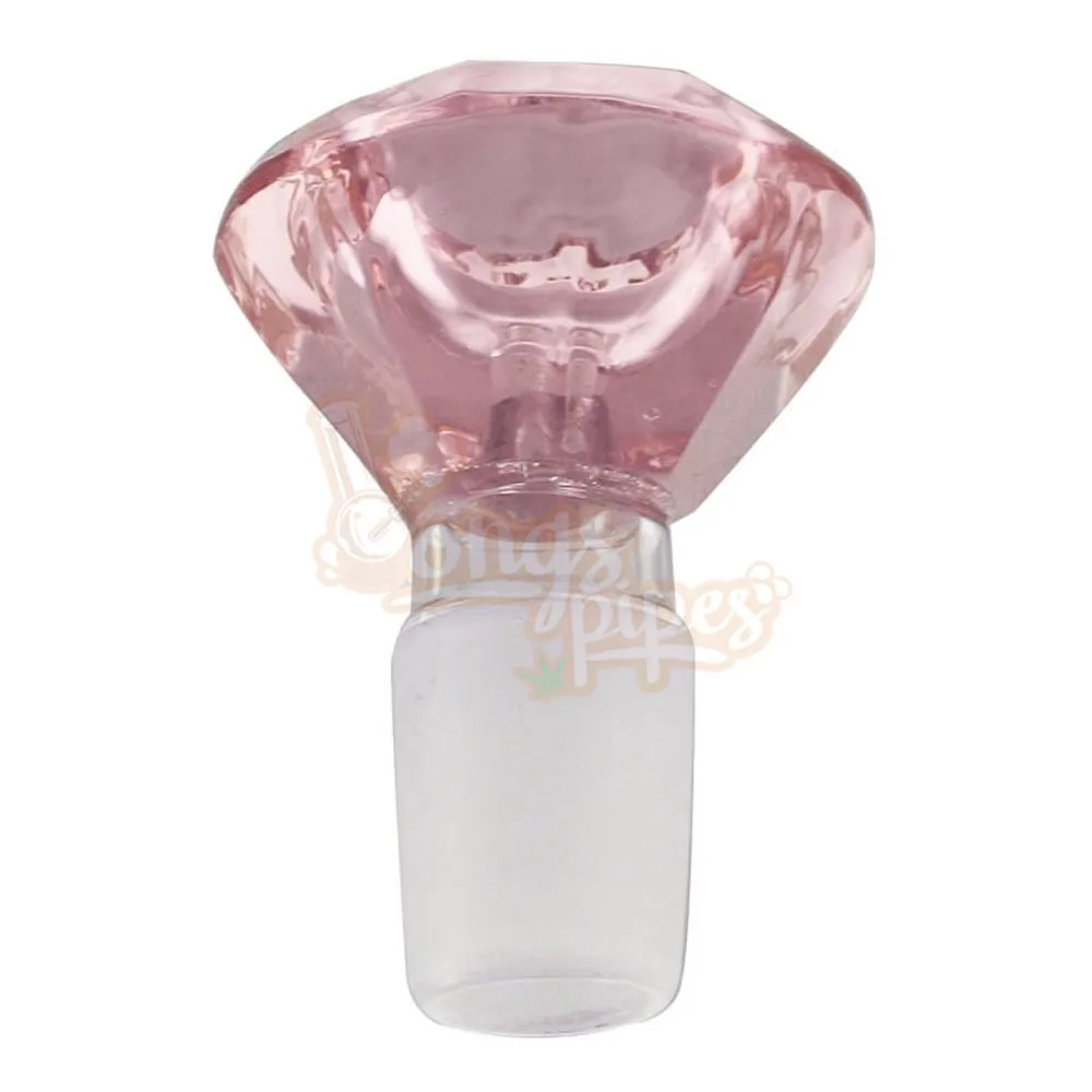 Pink Diamond Shape Male Glass Herb Holder – Fits 19mm Bong