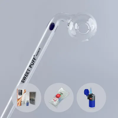 Combo Full X2 Sweet Puff Glass Pipe 14cm Coloured Balancer