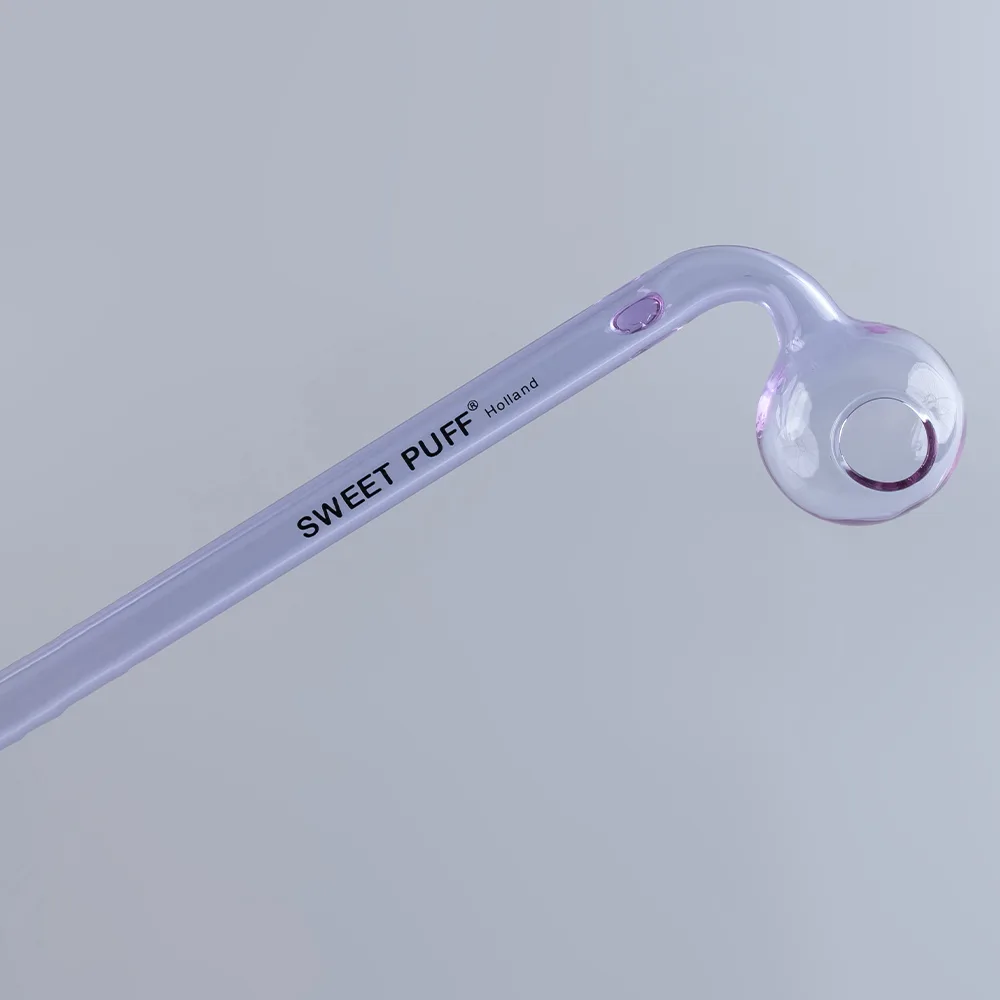 Curved Sweet Puff Glass Pipe 14cm Purple Balancer